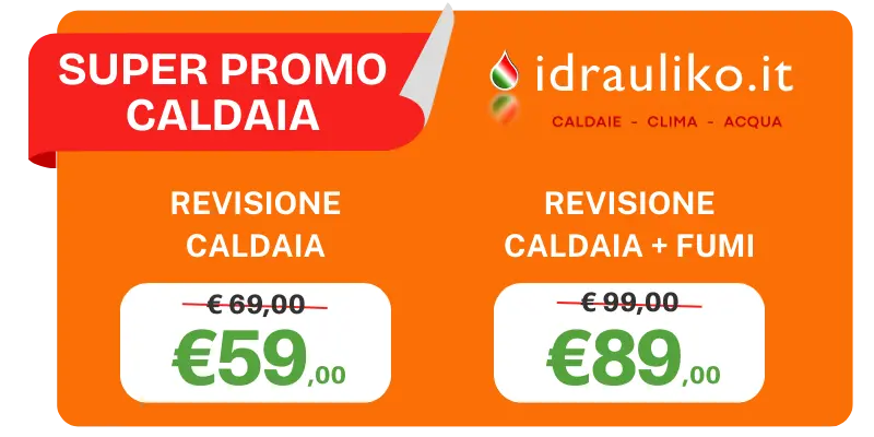 promozione revisione caldaia 59 euro con controllo fumi 89 euro